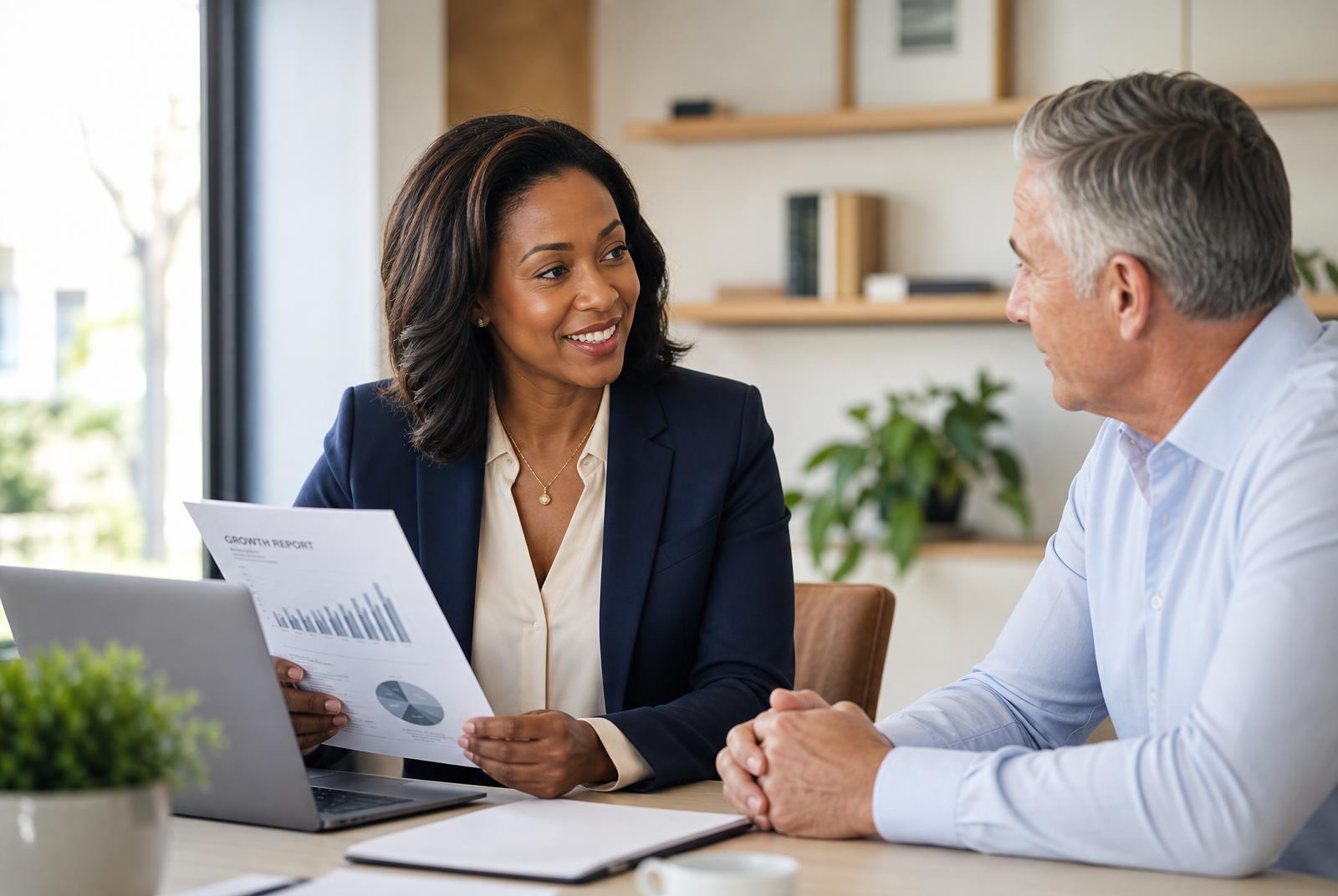 Established accounting professional meeting with a client